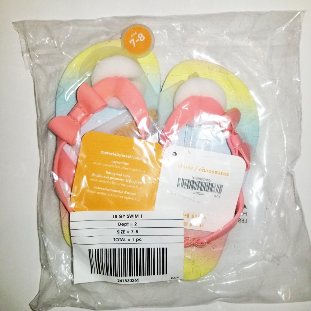 3/$20 GYMBOREE Rainbow Flip Flops Toddler 5-6, 7-8 - Picture 3 of 3
